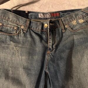 Mossimo Supply Co Premium Denim Distressed Ripped Jeans Medium Wash Womens 13